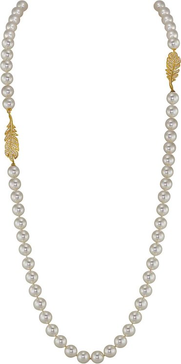 Ожерелье из серебра с жемчугом и кристаллом swarovski (Арт.26l-p36-g-1)
