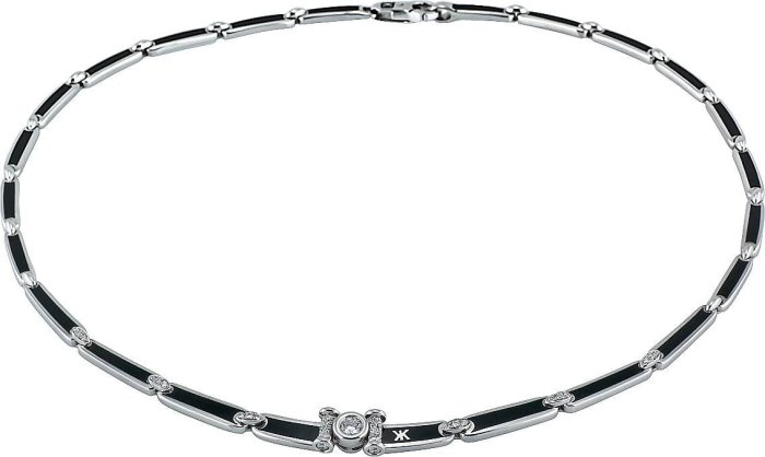 Ожерелье из белого золота с бриллиантом и эмалью (Арт.64667dlnog)