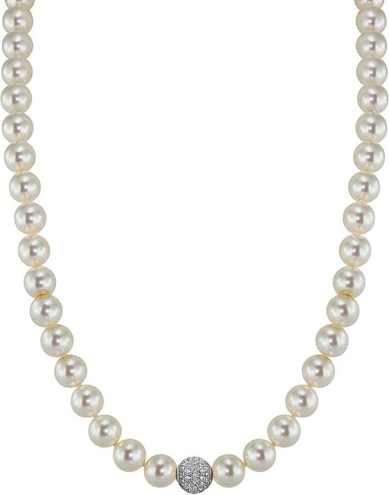 Ожерелье из серебра с жемчугом и куб. цирконием (Арт.91l-sk-1)