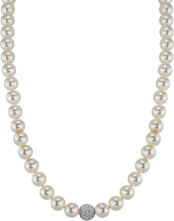 Ожерелье из серебра с жемчугом и кристаллом swarovski (Арт.91l-sk-1)
