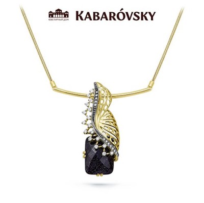 Ожерелье серебро с авантюрином «Вечерний коктейль» Kabarovsky (арт.16-033-1389)