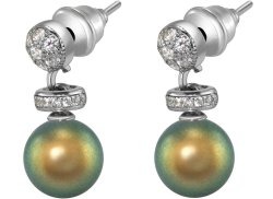 Серьги из серебра с жемчугом и кристаллом swarovski (Арт.abs-12-8-26-s)