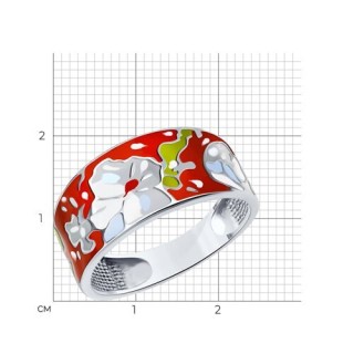 Кольцо из серебра с эмалью «Алый Цветочный Вальс» SOKOLOV (арт.94013867)