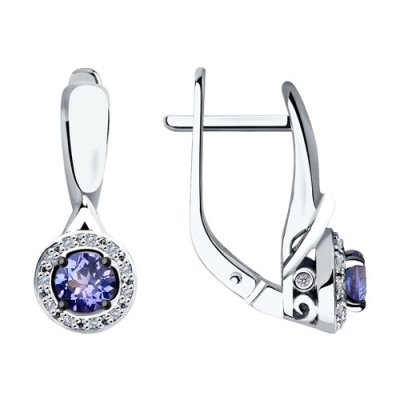 Серьги из белого золота с бриллиантами и танзанитами (Арт.6024189)