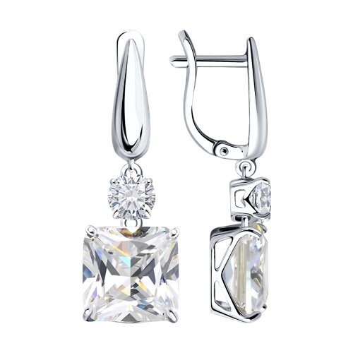 Серьги длинные из серебра с фианитами (Арт.94022278)