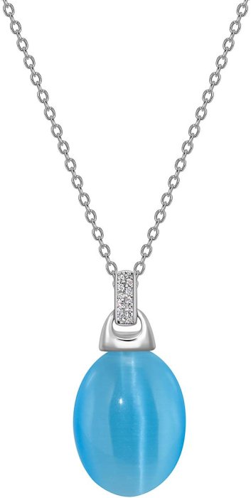 Кулон из серебра с кошачим глазом и куб. цирконием (Арт.fop-1-h-06-s)