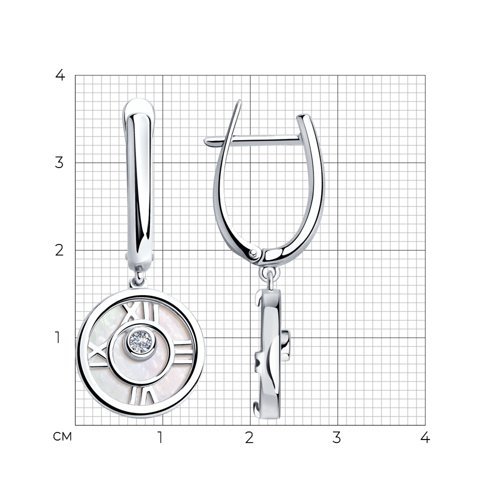 Серьги из серебра с перламутром и фианитами (Арт.94023195)