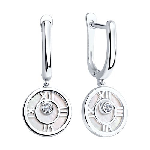 Серьги из серебра с перламутром и фианитами (Арт.94023195)