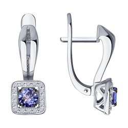 Серьги из белого золота с бриллиантами и танзанитами (Арт.6024079-3)