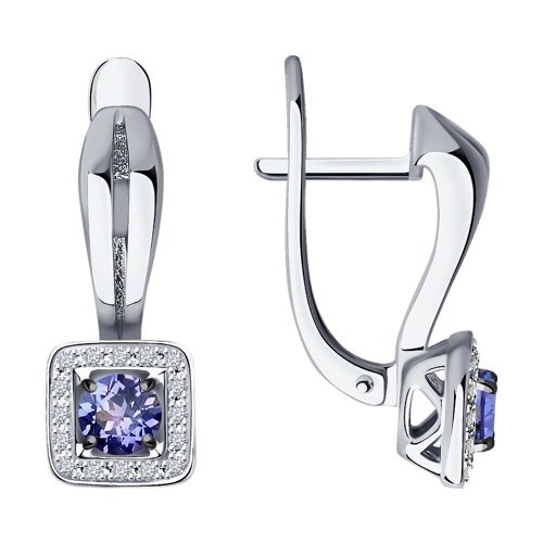 Серьги из белого золота с бриллиантами и танзанитами (Арт.6024079-3)