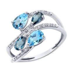 Кольцо золотое пробы 585 с миксом камней (Арт.71-00270-3)