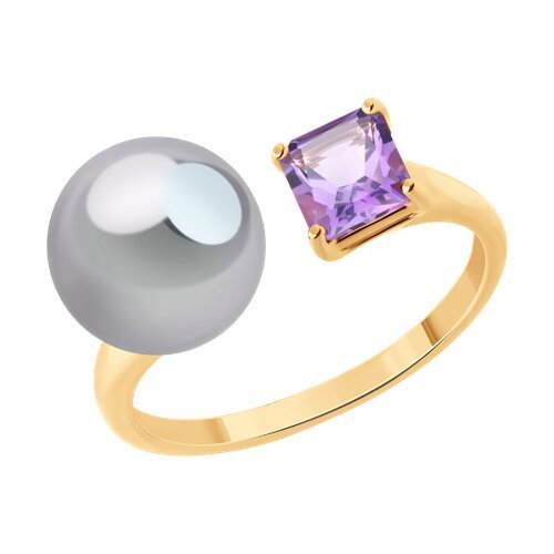 Кольцо золотое пробы 585 с жемчугом (Арт.791271)