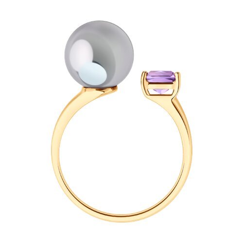 Кольцо золотое пробы 585 с жемчугом (Арт.791271)