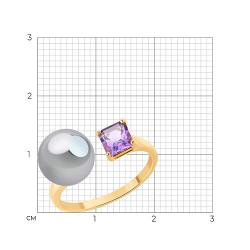 Кольцо золотое пробы 585 с жемчугом (Арт.791271)