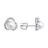 Серьги из серебра с жемчугом и фианитами (Арт.94025808)