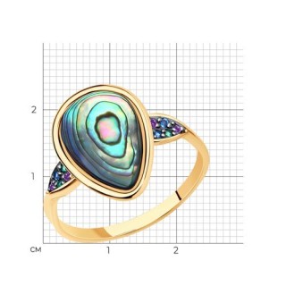 Кольцо золотое с перламутром и фианитами «Радужная Лагуна» SOKOLOV (арт.716707)