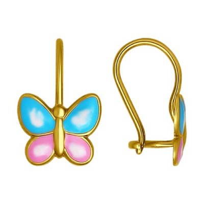 Серьги из желтого золота с эмалью (Арт.027347-2)