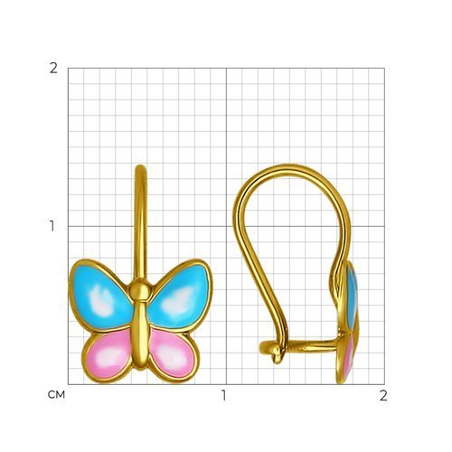 Серьги из желтого золота с эмалью (Арт.027347-2)