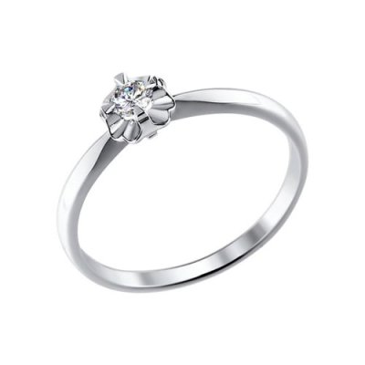 Помолвочное кольцо из белого золота с бриллиантом (Арт.1011308)