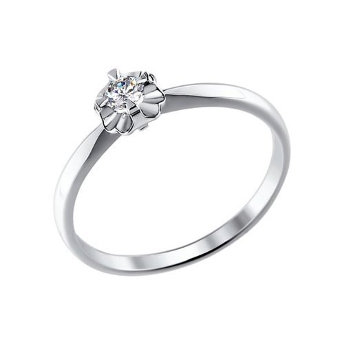 Помолвочное кольцо из белого золота с бриллиантом (Арт.1011308)
