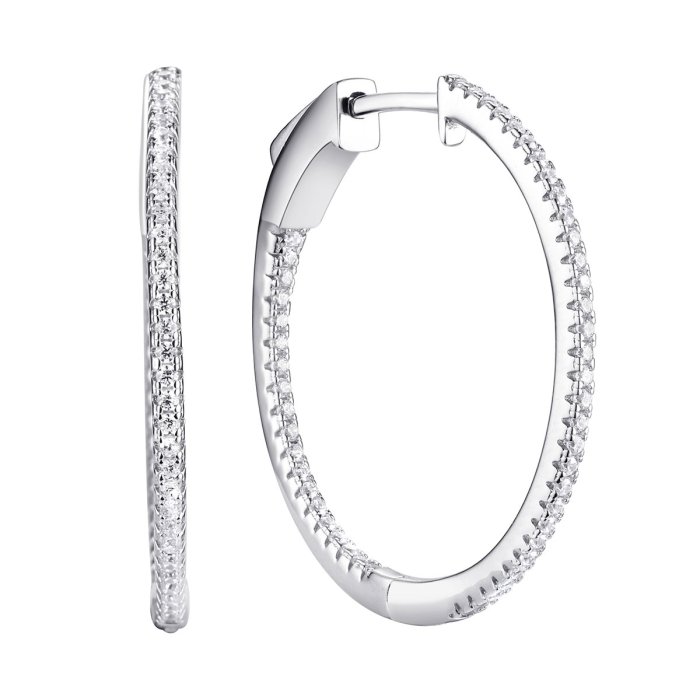 Серьги из серебра с фианитом (Арт.sl-e01598-x-w-x-x-w)