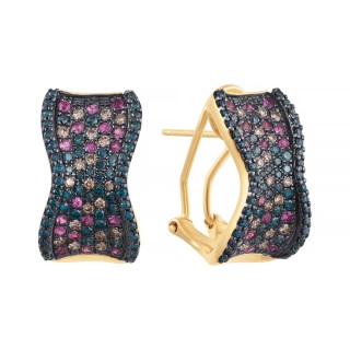 Серьги золото с бриллиантами и сапфирами «Волна цвета» Myjewels (арт.E26103C_SR_DL_DN_PS_YG)
