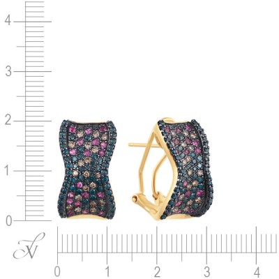 Серьги золото с бриллиантами и сапфирами «Волна цвета» Myjewels (арт.E26103C_SR_DL_DN_PS_YG)