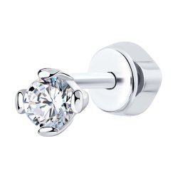 Серьги одиночные из серебра с фианитом (Арт.94170001)