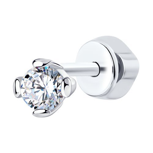 Серьги одиночные из серебра с фианитом (Арт.94170001)