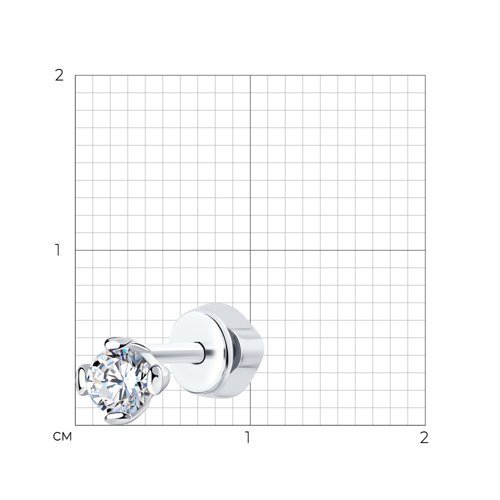 Серьги одиночные из серебра с фианитом (Арт.94170001)
