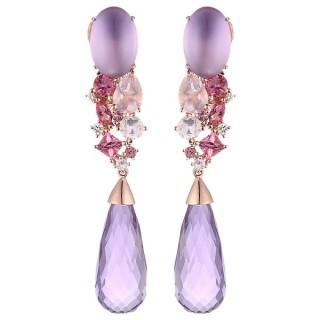 Серьги золото с аметистом и бриллиантами «Лиловый рассвет» MyJewels (арт.E36677C-1_SR_AM_MC_PINK)