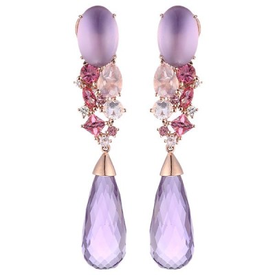 Серьги золото с аметистом и бриллиантами «Лиловый рассвет» MyJewels (арт.E36677C-1_SR_AM_MC_PINK)