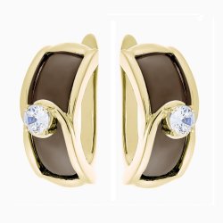 Серьги из серебра с керамикой и куб. цирконием (Арт.tc-e01164-br-l-w-x-x)
