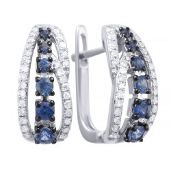 Серьги из белого золота с бриллиантом и сапфиром (Арт.e50540a1s14wb001_sr_sa_wg)