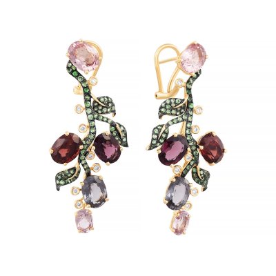 Серьги из золота с бриллиантом и шпинелью (Арт.er-34288_sr_sp_tv_yg)