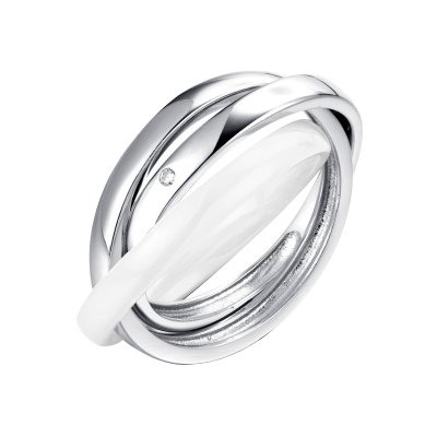 Кольцо из серебра с керамикой и фианитом (Арт.tc-r00683-w-w-x-x-w)