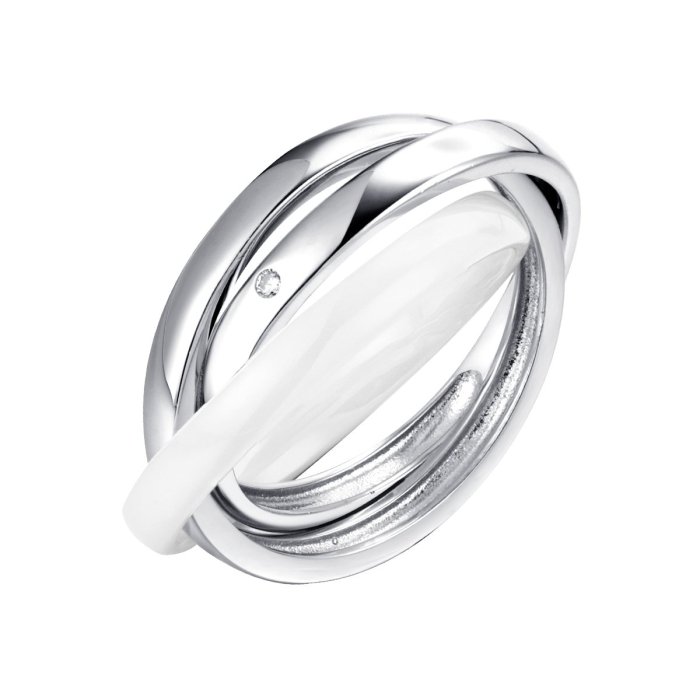 Кольцо из серебра с керамикой и фианитом (Арт.tc-r00683-w-w-x-x-w)