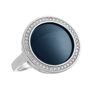 Кольцо с керамикой и фианитами «Midnight Shine» Fresh Jewelry (арт.TC-R01332-Вl-W-X-X-W)
