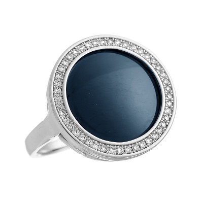 Кольцо с керамикой и фианитами «Midnight Shine» Fresh Jewelry (арт.TC-R01332-Вl-W-X-X-W)