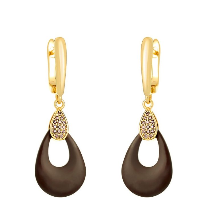 Серьги из серебра с керамикой и куб. цирконием (Арт.tm-e00970-br-l-x-x-db)