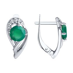 Серьги из серебра с агатами и фианитами (Арт.94-320-00184-2)