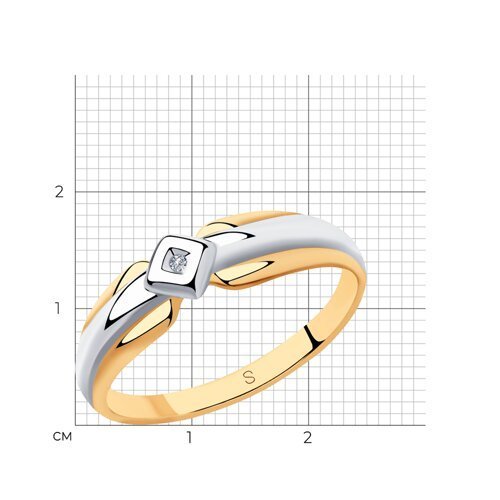 Кольцо из серебра с бриллиантом (Арт.87010028)