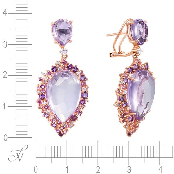 Серьги из золота с аметистом и бриллиантом (Арт.hf04704ea-rpap_ps_am_pam_pink)