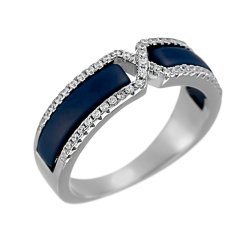 Кольцо из серебра с керамикой и куб. цирконием (Арт.tm-r00622-vl-w-x-x-w)