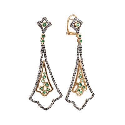 Серьги золото с бриллиантами и изумрудами «Изумрудный Арт-Деко» MyJewels (арт.ME31841-BR-EM-YG_DN_EM_YG)