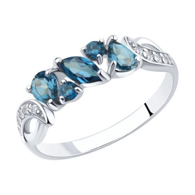 Кольцо из серебра с лондон топазами и фианитами (Арт.92011591)