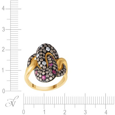 Кольцо золото с бриллиантами и сапфирами «Розовый мираж» JV (арт.R27650)