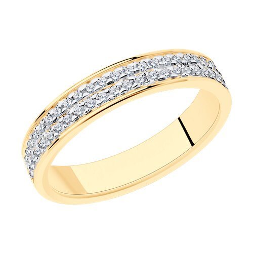Кольцо из золочёного серебра с фианитами (Арт.93010760)