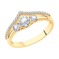 Кольцо из золочёного серебра с фианитами (Арт.93011010)
