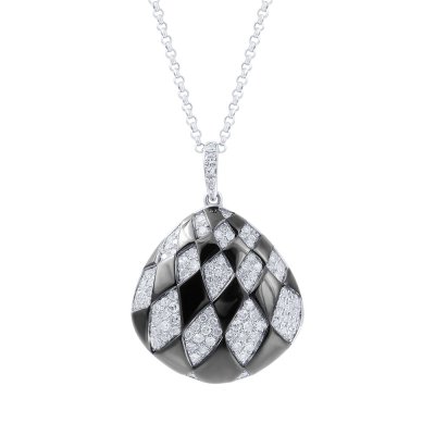 Цепь из белого золота с бриллиантом и эмалью (Арт.s307dwk4wx_tsp_enam_wg)